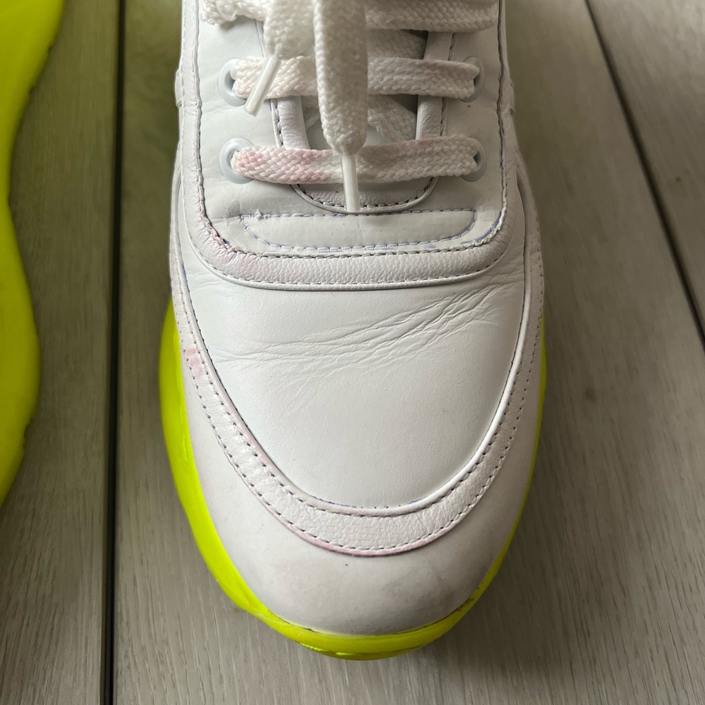 Burberry Ronnie Chunky White Leather Neon Sole Sneaker Size 40 - Picture 4 of 16